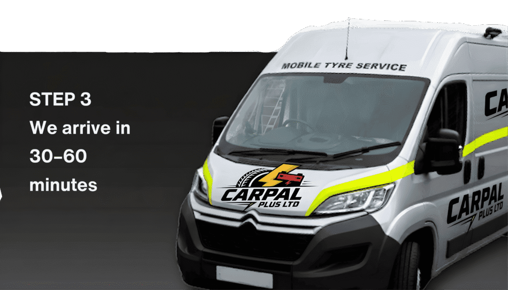 Step 3 — CarPal mobile tyre fitting van comes to your location across the UK