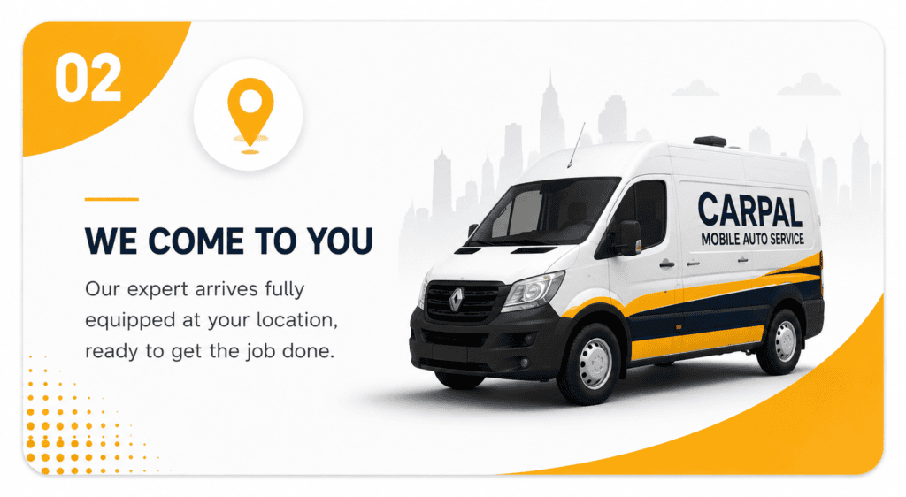 CarPal mobile auto service van arriving at customer location